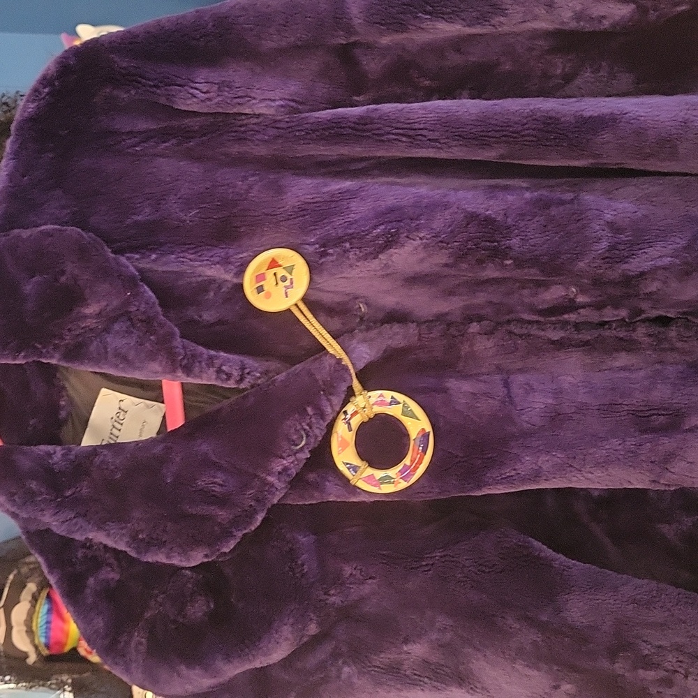 York Furrier Purple Sheared Beaver Coat - Picture 2 of 6